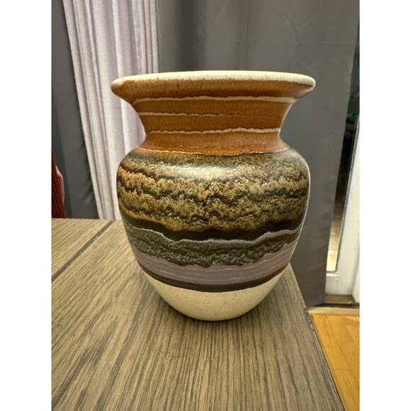 Vintage Royal Haeger USA Vase Earth Striped Southwestern Glaze 5.5” T X 4.25” W - Picture 2 of 7